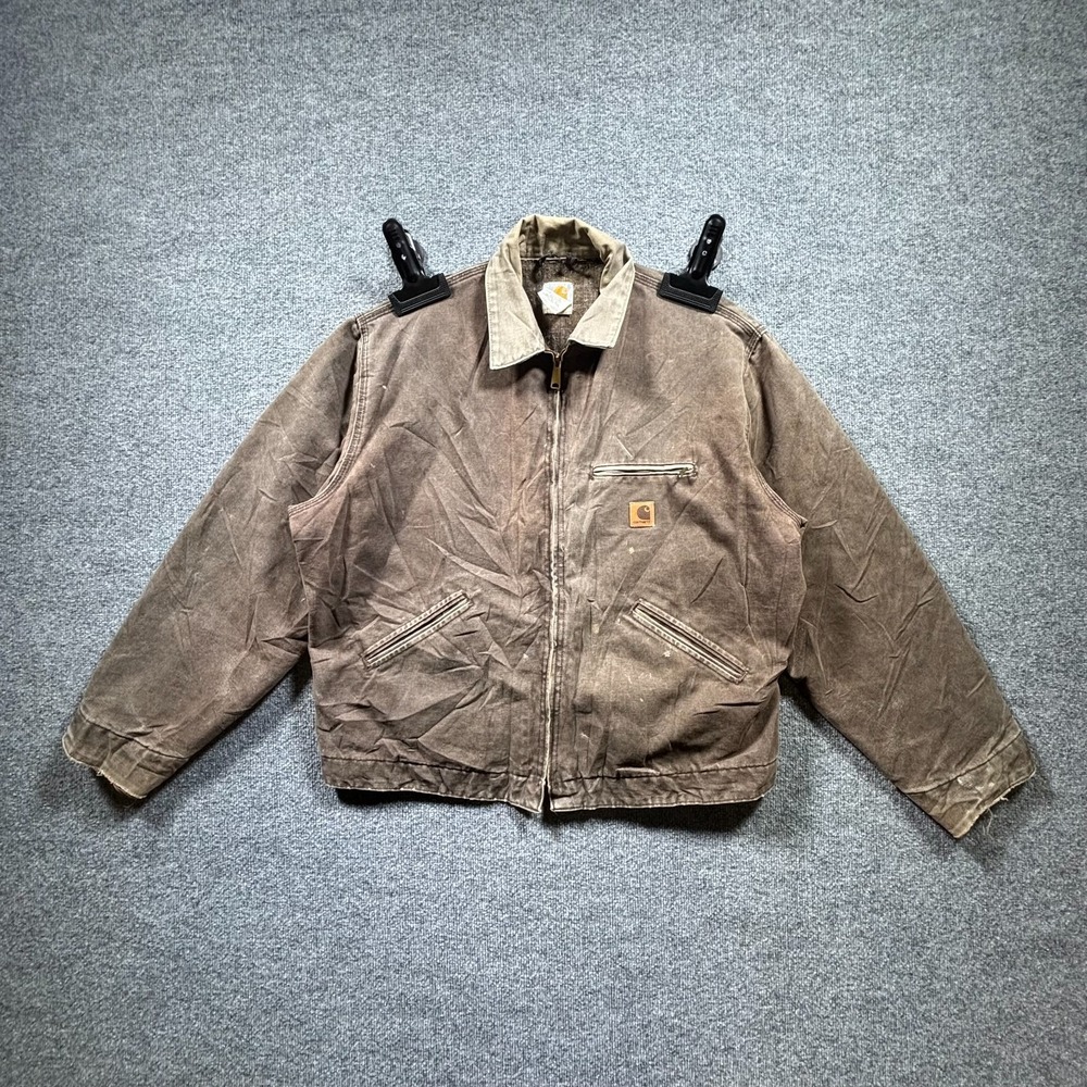 Vintage Carhartt J97CHT Jacket Men's XL Brown Cotton Canvas Utility USA MADE
